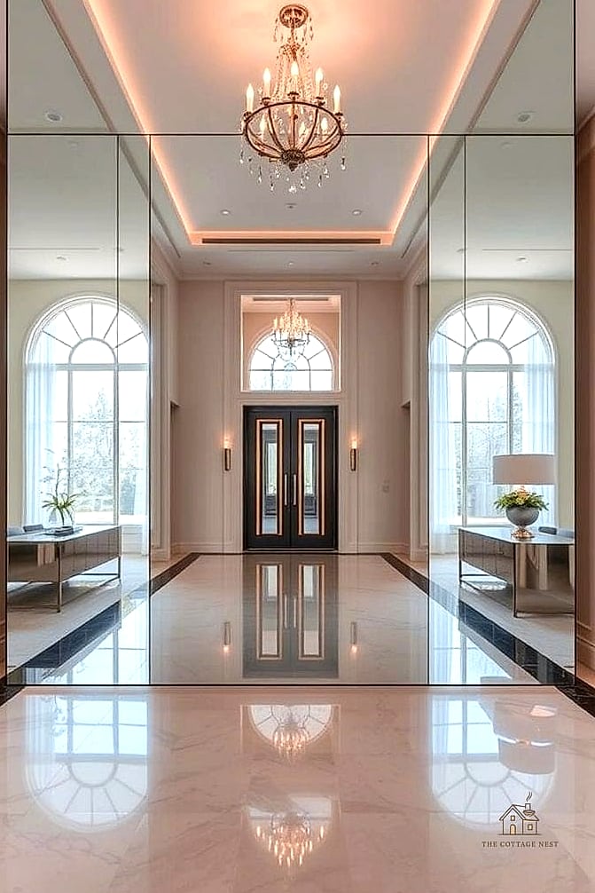 45 Creative Entryway Mirror Ideas That Will Inspire You 15 Floor-to-Ceiling Mirrored Wall