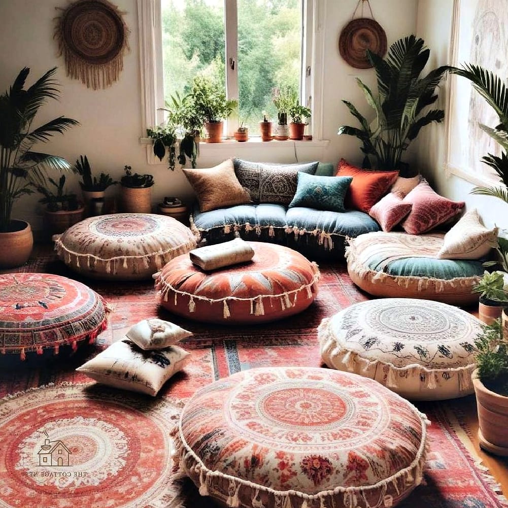 30 Beautiful Boho Dorm Room to Transform Your Space 8 Floor Cushions for Extra Seating