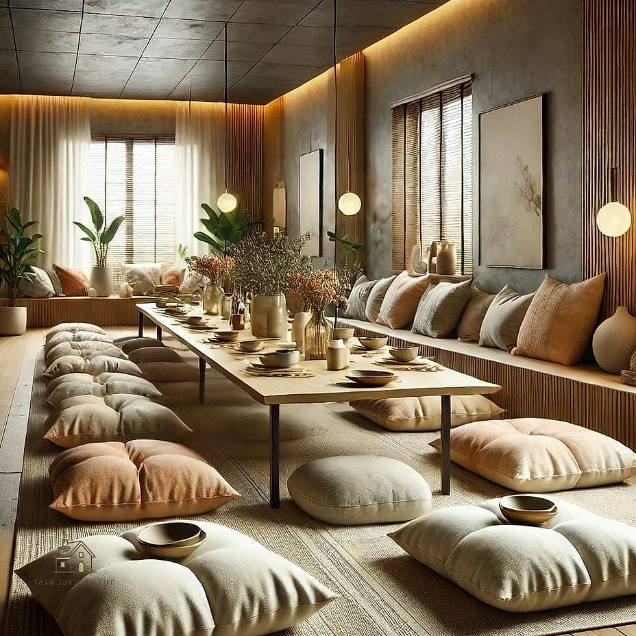 45 Gorgeous Japandi Dining Room Ideas That Are Totally Doable 27 Floor Cushions for Extra Seating