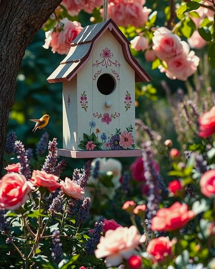 15 Chic Bird House Painting Ideas for a Beautiful Home 13 Floral Hand-Painted Accents