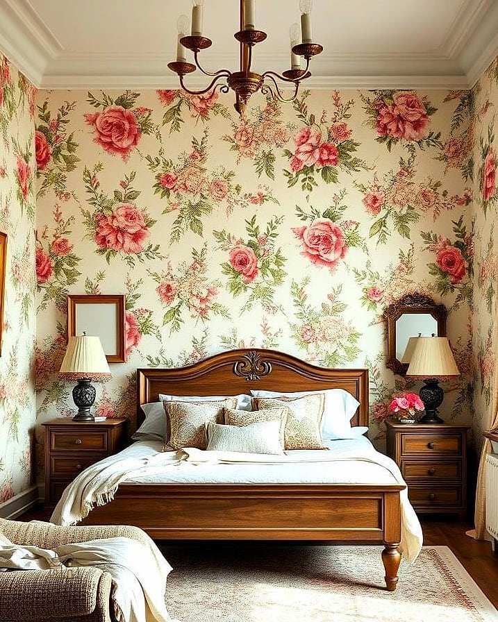 Floral Wallpaper Accent Wall
