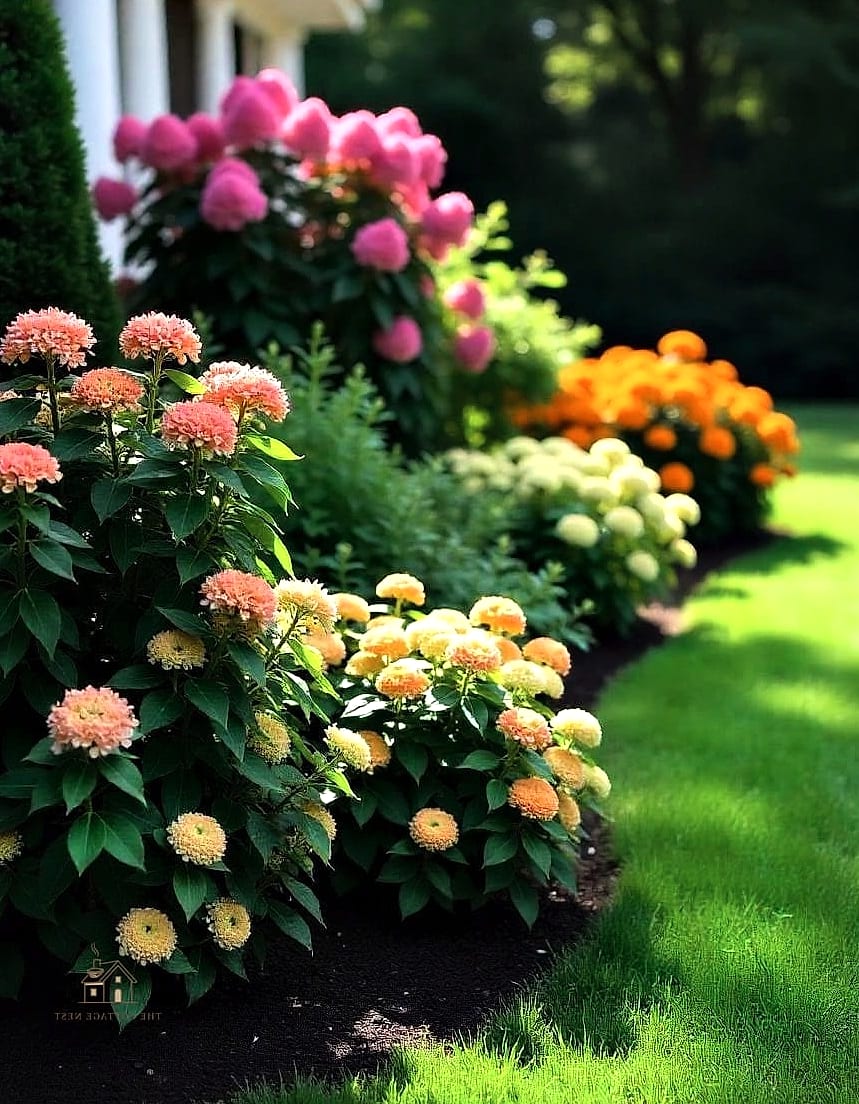 30 Amazing Front Yard Landscaping Ideas on a Budget 18 Flowering Shrubs Along the Foundation