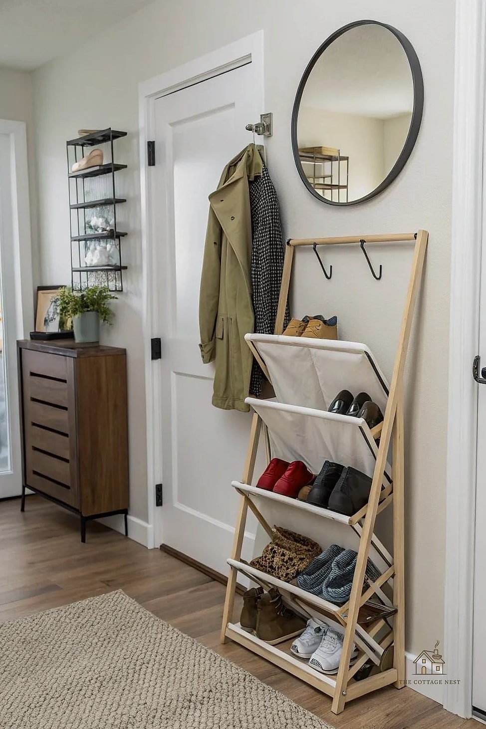 40 Amazing Small Entryway Shoe Storage Ideas on a Budget 34 Foldable Shoe Rack for Renters