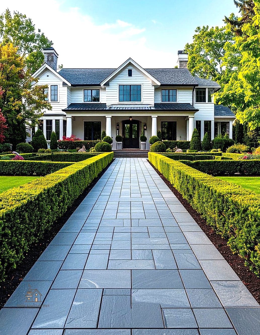 20 Cozy Driveway Landscaping Ideas Worth Pinning 16 A Formal Symmetrical Design