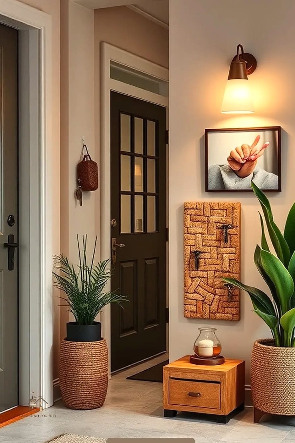 Framed Cork Board with Hooks
