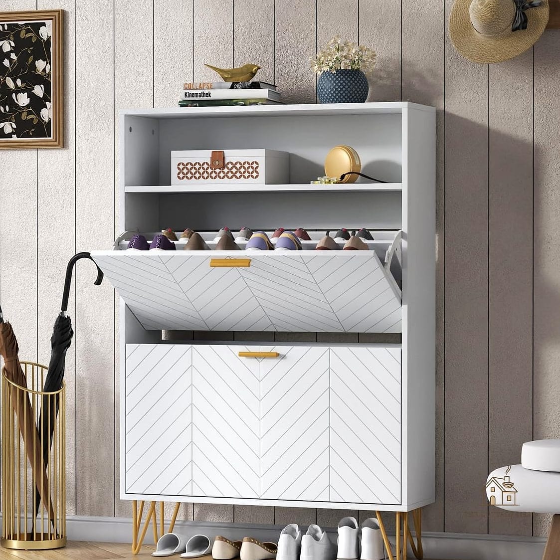 Freestanding Shoe Cabinet with Doors