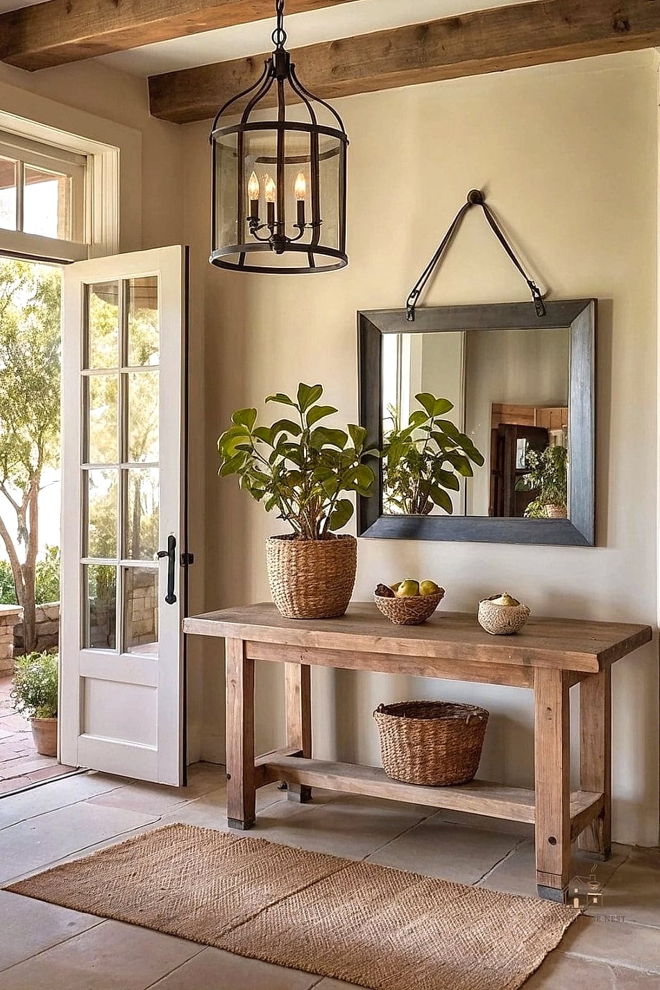 25 Chic Entryway Table Decor Ideas for a Beautiful Home 10 Fresh Greenery in a Simple Pot