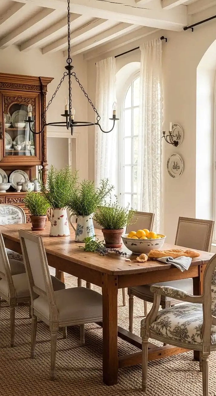45 Brilliant Dining Room Table Centerpiece Ideas to Copy Right Now 6 Fresh Herb Pots Down the Middle