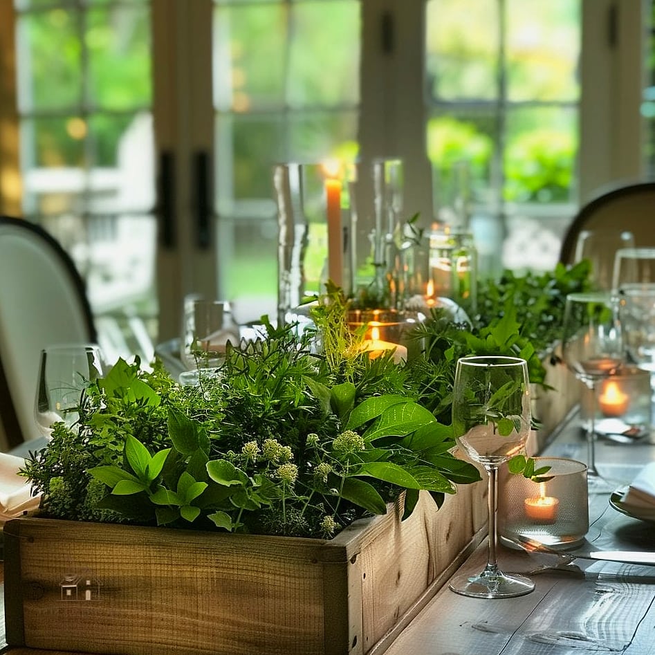 40 Beautiful Dining Room Table Decor Ideas to Transform Your Space 29 Fresh Herbs as Decor