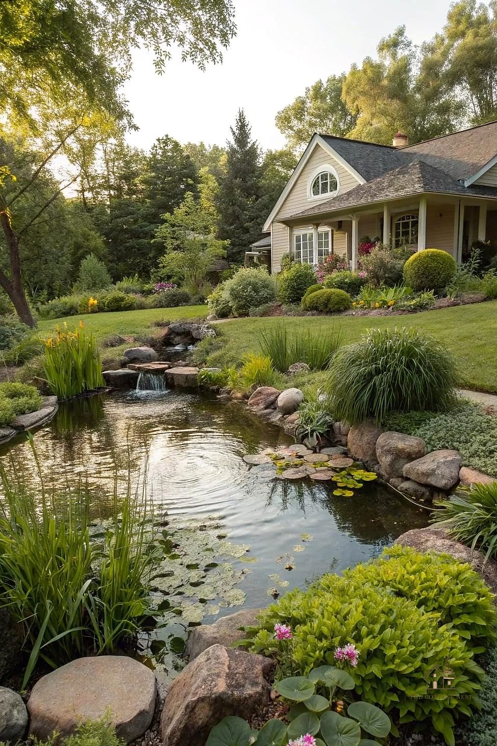 45 Gorgeous Front Yard Garden Ideas That Are Totally Doable 44 Front Yard Pond or Water Feature