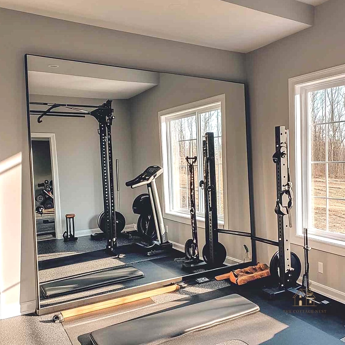 50 Beautiful Garage Gym Ideas to Transform Your Space 6 Full-Length Mirror Wall