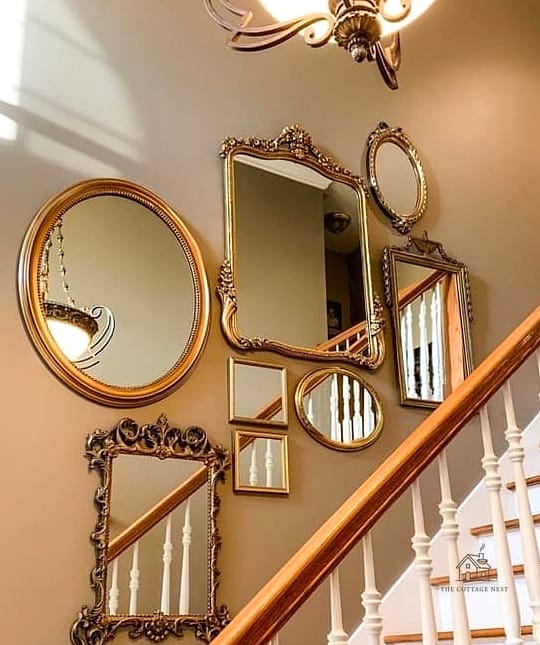 35 Creative Stair Landing Decor Ideas That Will Inspire You 20 A Gallery of Mirrors