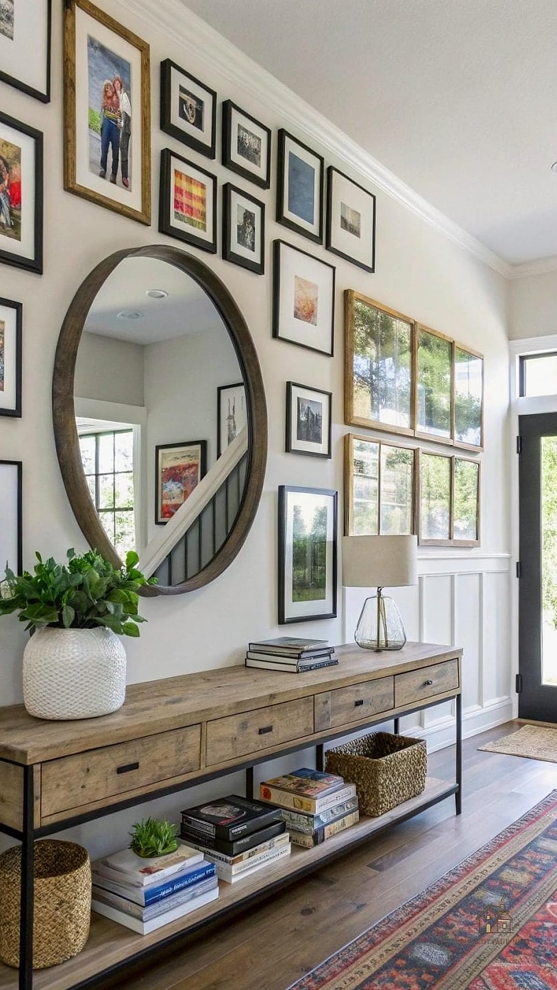 25 Creative Entryway Decor Ideas That Will Inspire You 9 A Gallery Wall Near the Door
