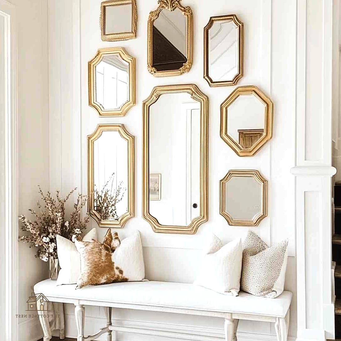 45 Creative Entryway Mirror Ideas That Will Inspire You 4 Gallery Wall Built Around a Mirror