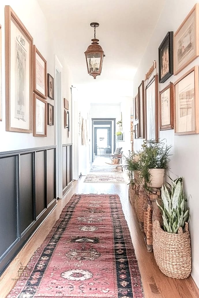 35 Creative Narrow Entryway Ideas That Will Inspire You 17 Gallery Wall Above a Console