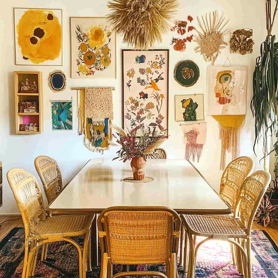 40 Cozy Boho Dining Room Decor Ideas Worth Pinning 15 Gallery Wall of Mixed Frames