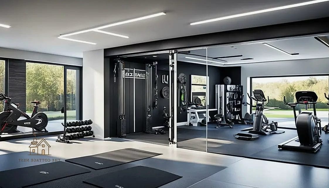 50 Beautiful Garage Gym Ideas to Transform Your Space 33 Garage Gym with Sliding Glass Wall