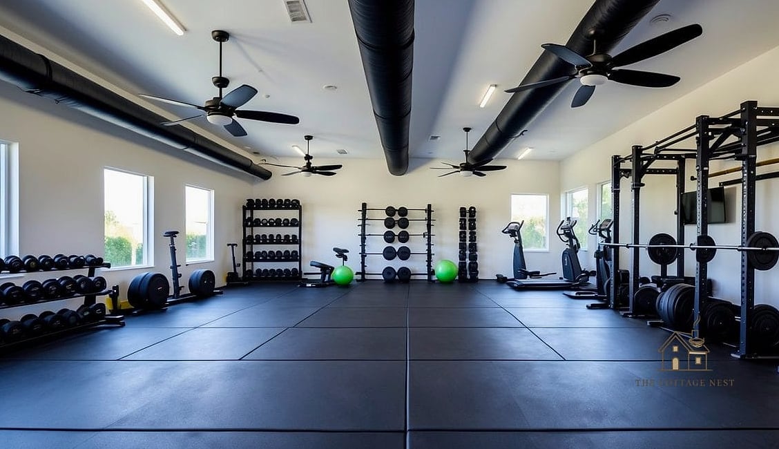 50 Beautiful Garage Gym Ideas to Transform Your Space 47 Garage Gym with Ceiling Fan