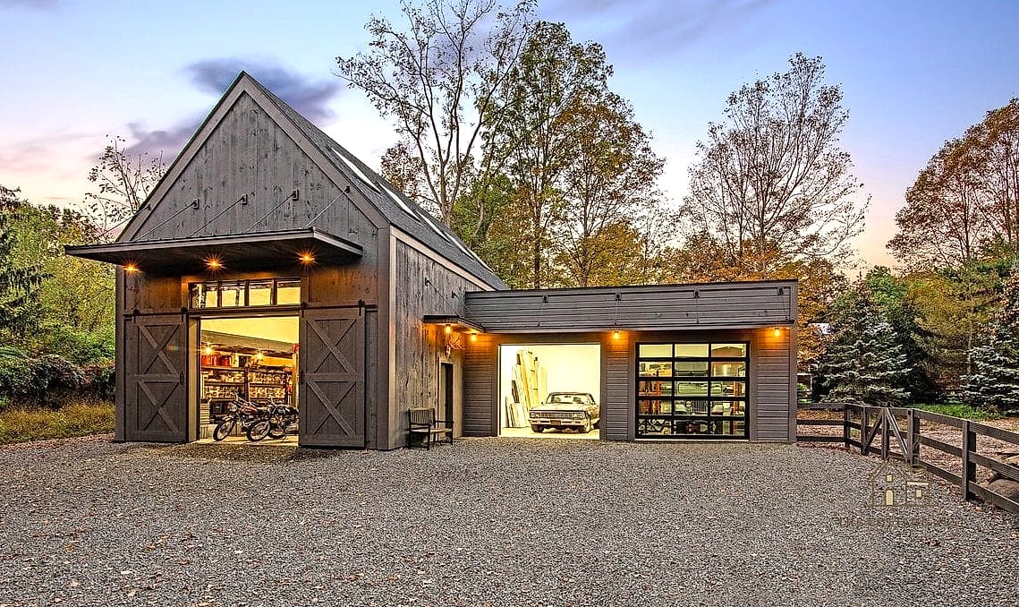 35 Stunning Detached Garage Ideas You'll Absolutely Love 31 Garage with Sliding Barn Doors Instead of Traditional Doors