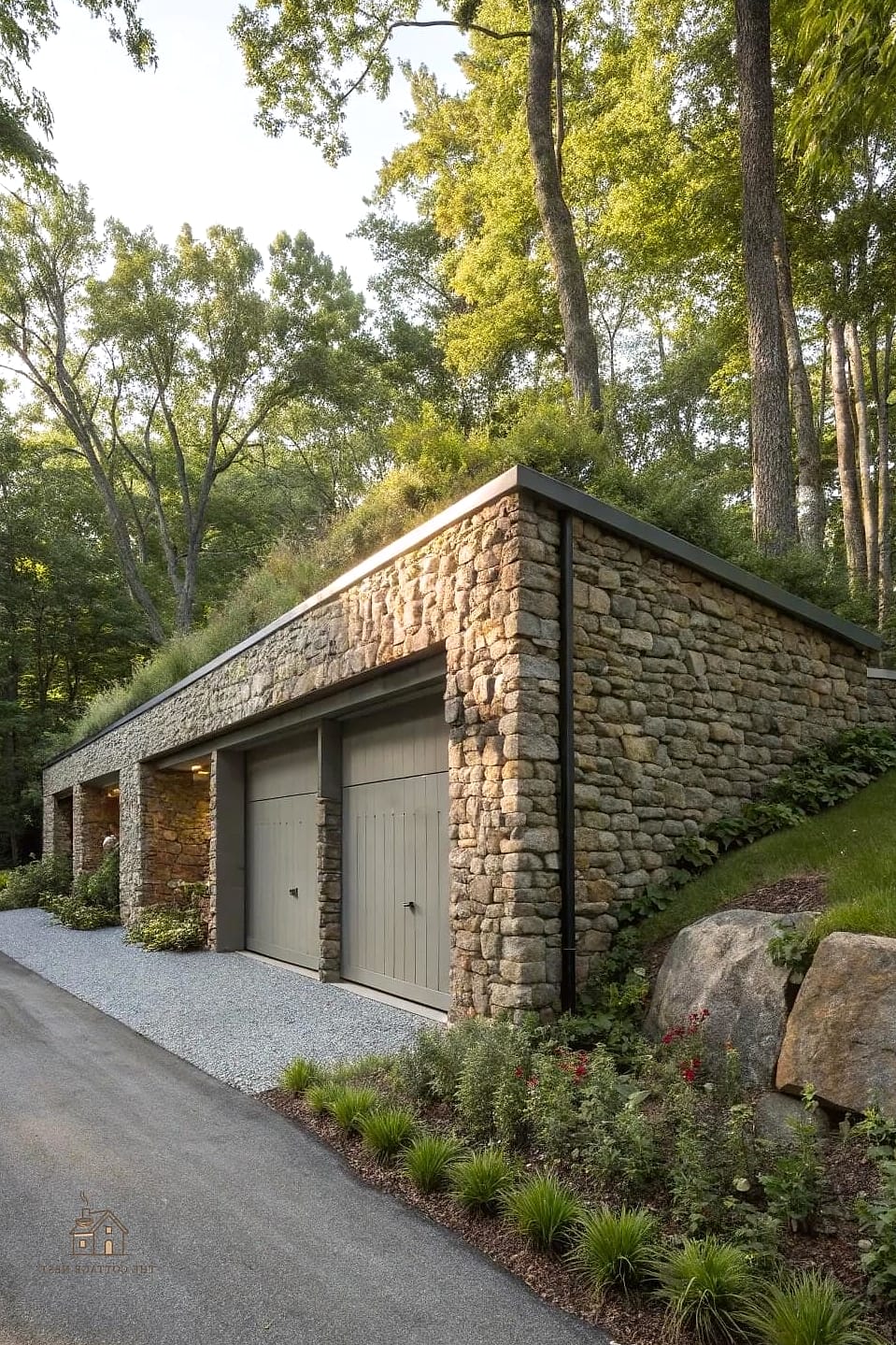 35 Stunning Detached Garage Ideas You'll Absolutely Love 18 Garage with Stone Veneer Base