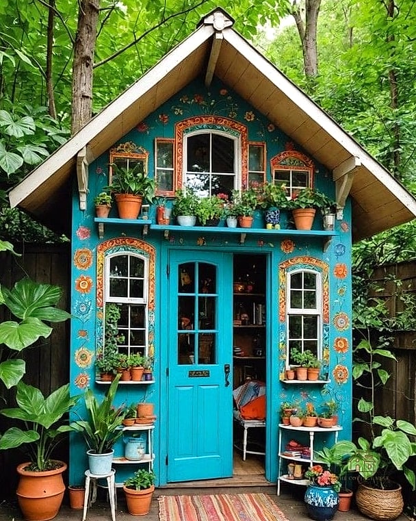 45 Brilliant Boho Garden Ideas to Copy Right Now 41 A Garden Shed with Boho Styling
