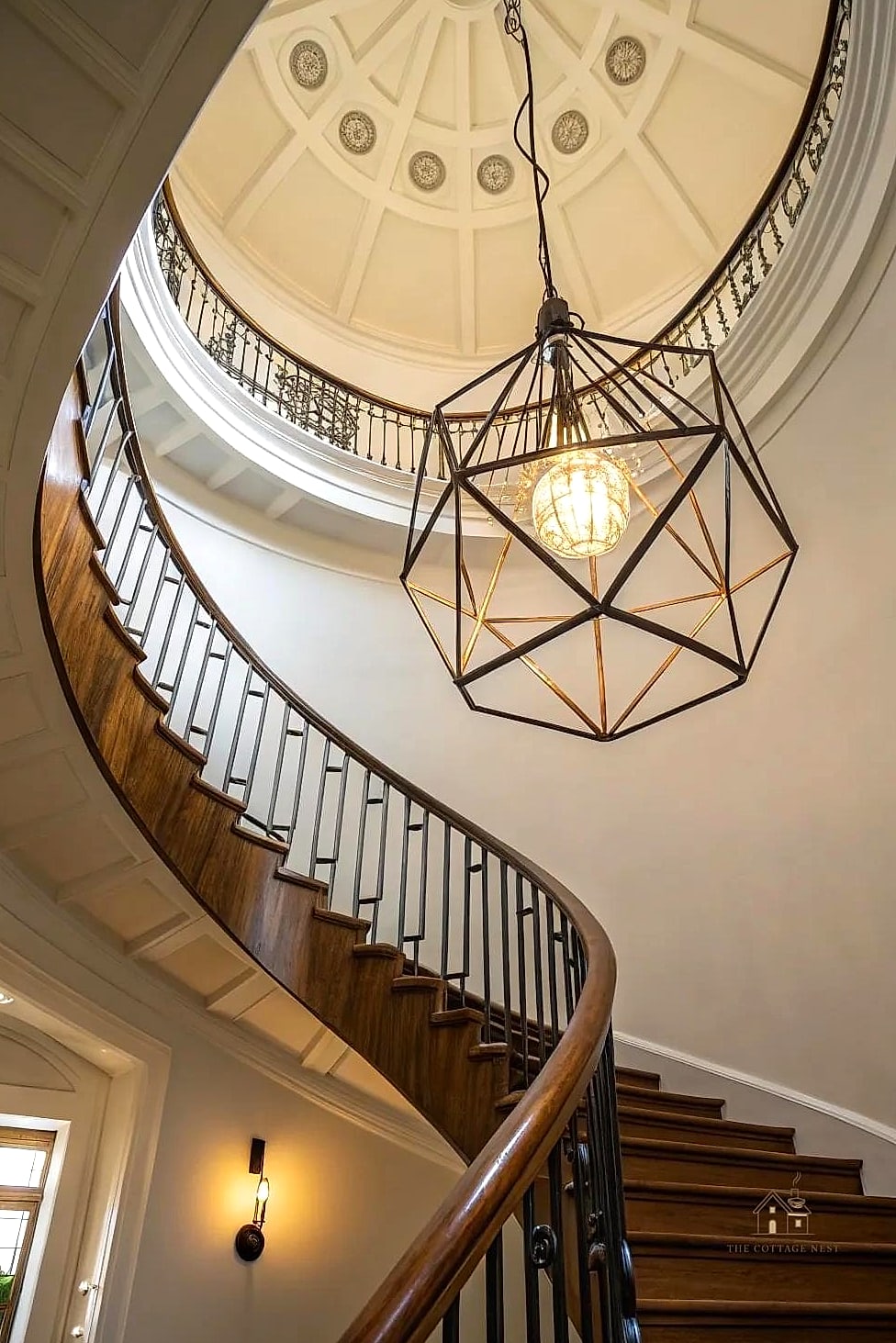 50 Clever Staircase Lighting Ideas for Every Style 30 Geometric Pendant Cluster