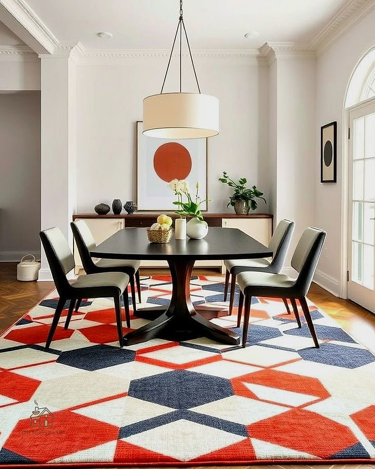 Geometric Rug for a Modern Dining Room
