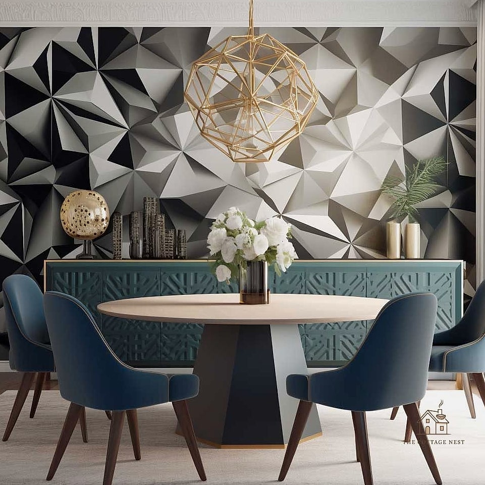 50 Beautiful Dining Room Wallpaper Ideas to Transform Your Space 5 Geometric Wallpaper