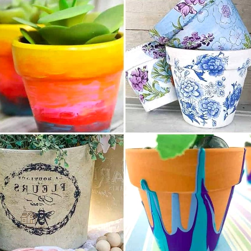 30 Amazing Flower Pots Painting Ideas on a Budget 18 Gingham and Plaid Patterns