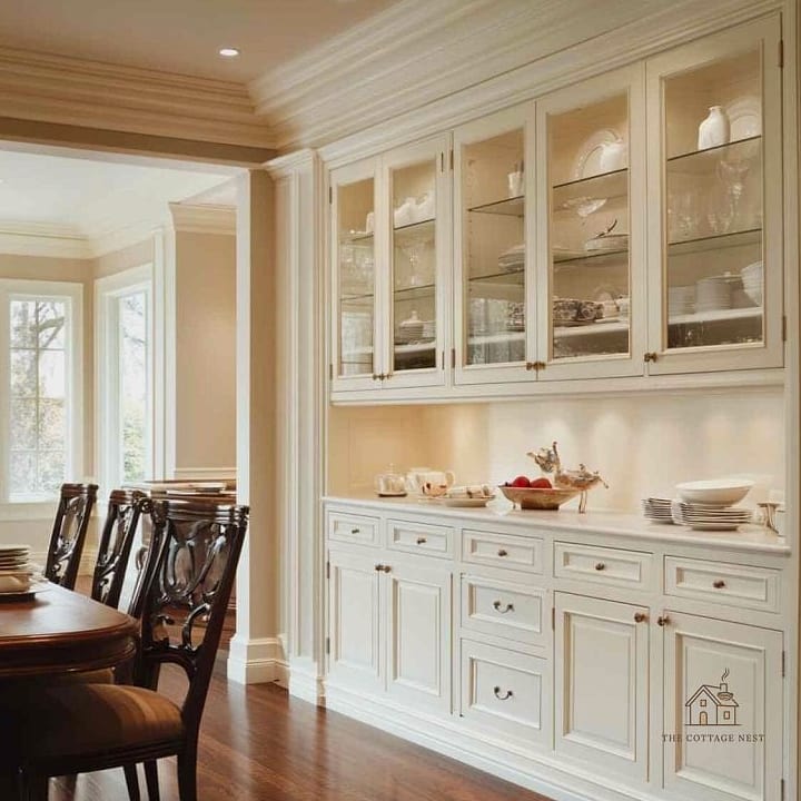 50 Amazing Dining Room Built In Ideas on a Budget 19 Glass-Front Cabinet Doors