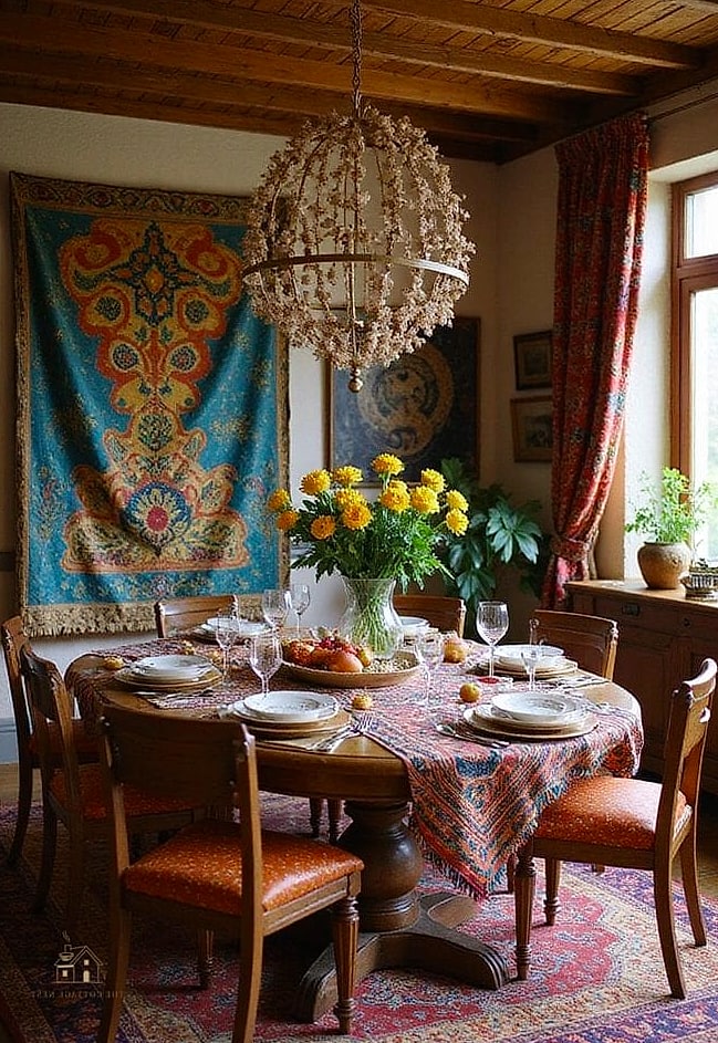 30 Clever Eclectic Dining Room Ideas for Every Style 7 Global-Inspired Textiles on Chair Seats