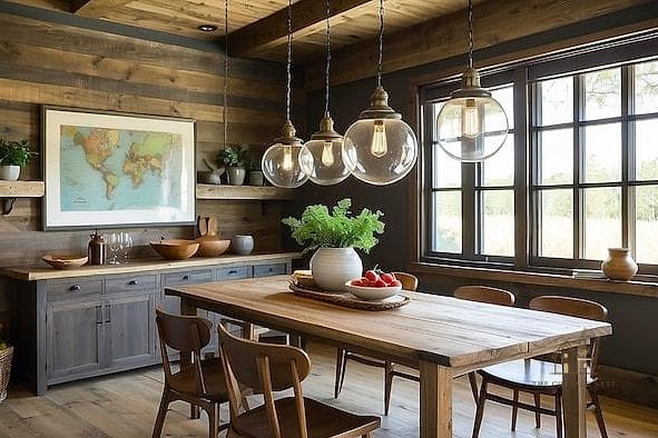 45 Brilliant Farmhouse Dining Room Lighting Ideas to Copy Right Now 30 Globe Pendant Lights