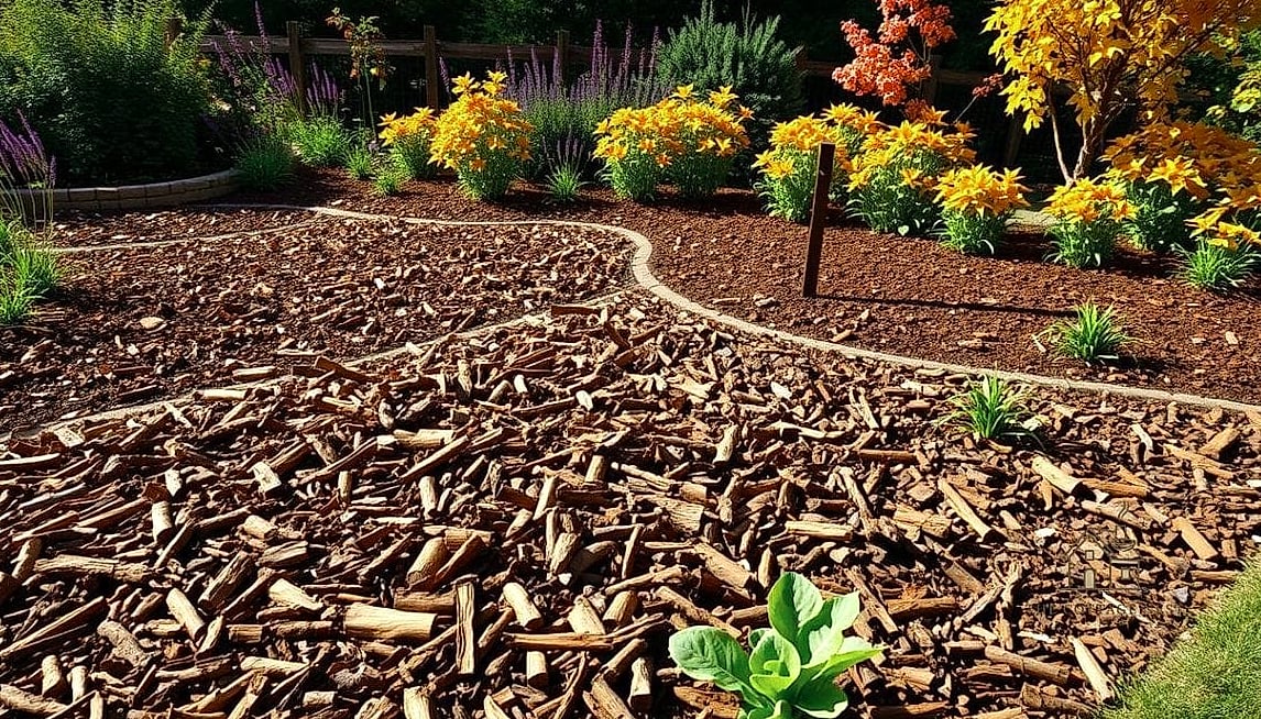 Gold or Natural Wood Mulch for a Cottage Garden
