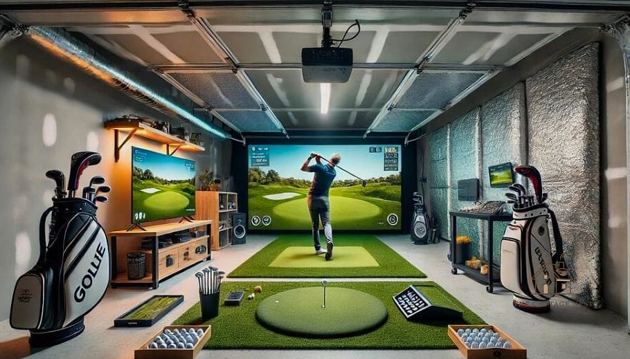 50 Clever Garage Man Cave Ideas for Every Style 37 Golf Simulator Setup