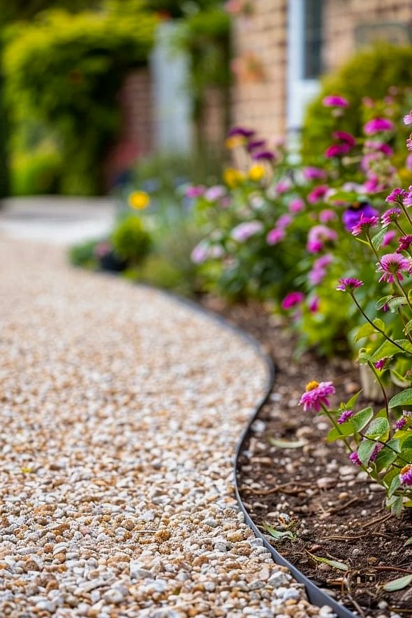 20 Cozy Driveway Landscaping Ideas Worth Pinning 3 Gravel Edging with Steel Borders