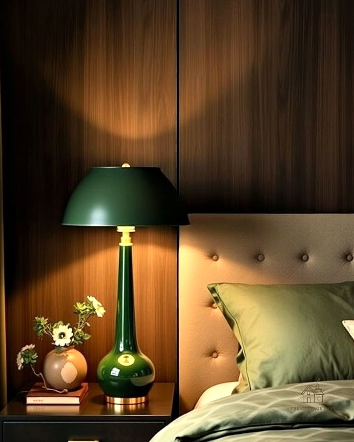 40 Dreamy Green Dorm Room Ideas to Try This Season 14 Green Accent Lamp on the Nightstand
