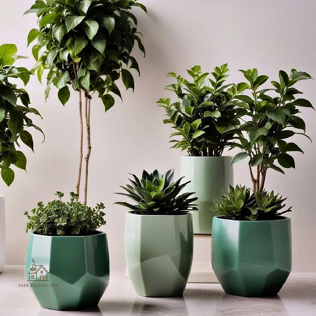 40 Dreamy Green Dorm Room Ideas to Try This Season 9 Green Ceramic Planters for Real or Faux Plants