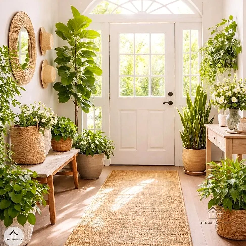 45 Stunning Small Entryway Ideas You'll Absolutely Love 20 Greenery Near the Door