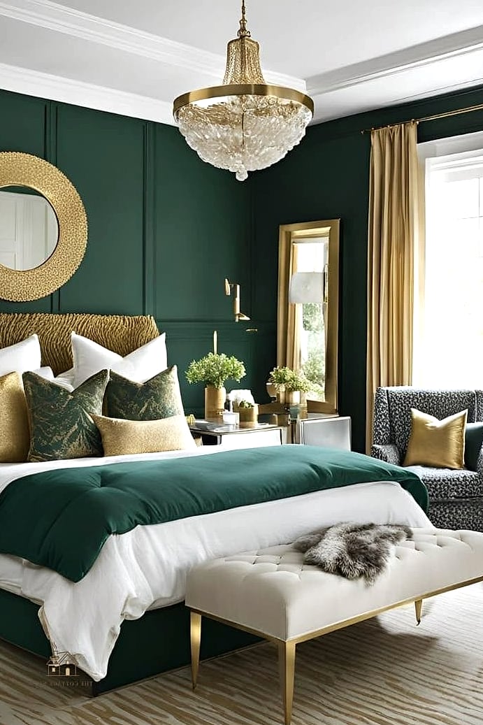 40 Dreamy Green Dorm Room Ideas to Try This Season 38 Green and Gold Accent Details