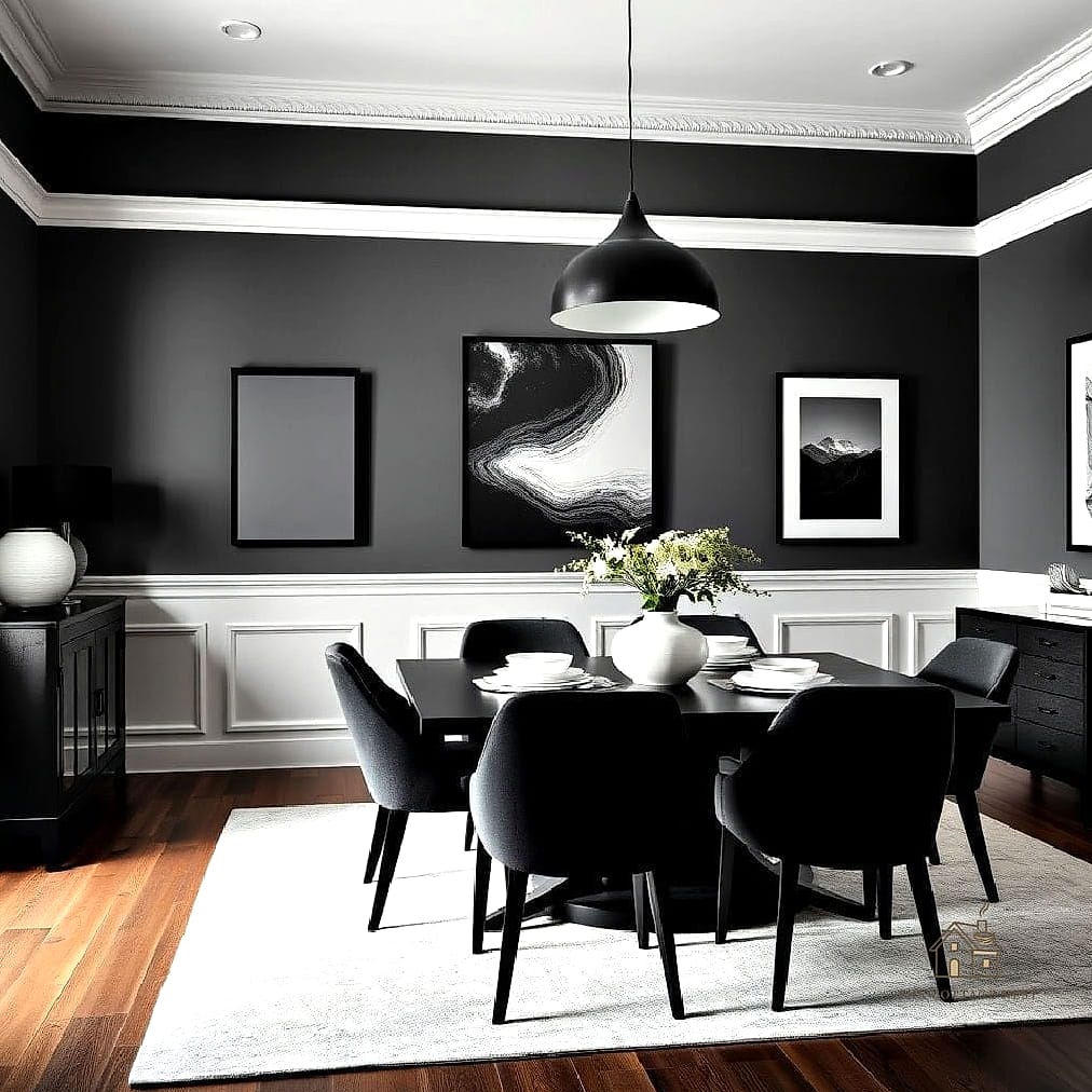 40 Clever Grey Dining Room Ideas for Every Style 18 Grey and Black Modern Contrast
