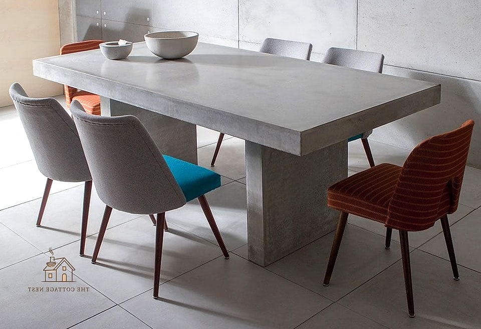 40 Clever Grey Dining Room Ideas for Every Style 35 Grey Concrete-Look Table