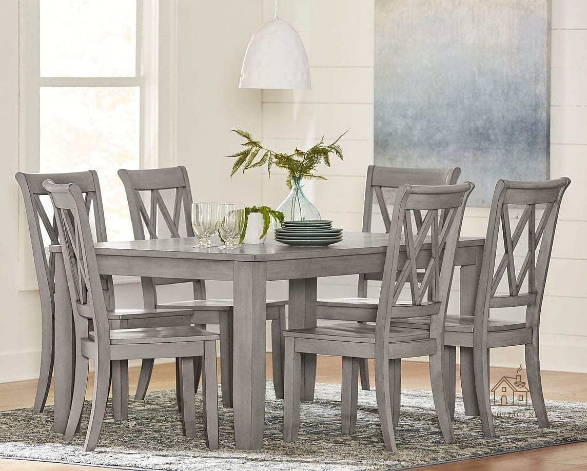 40 Clever Grey Dining Room Ideas for Every Style 24 Grey Farmhouse Table with Bench Seating