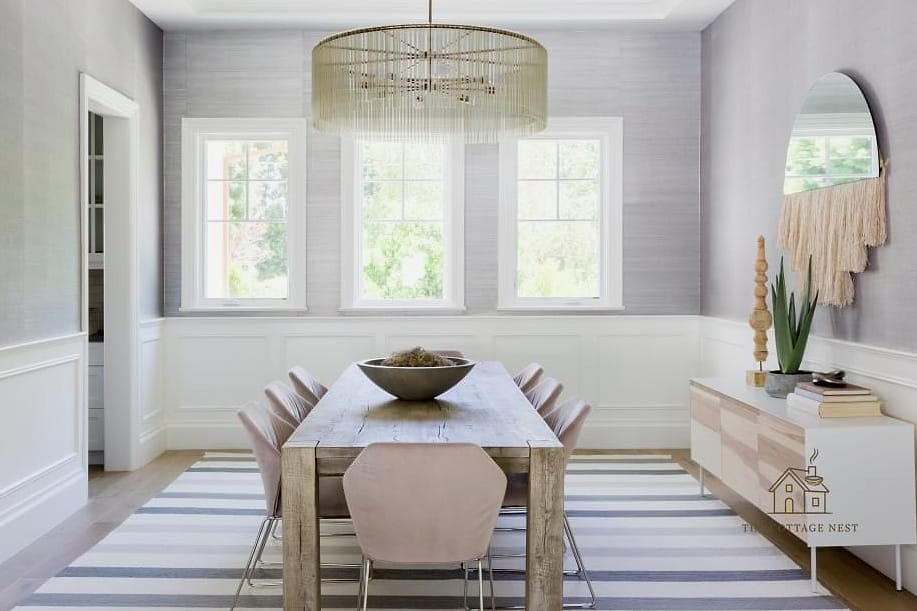 40 Clever Grey Dining Room Ideas for Every Style 7 Grey Grasscloth Wallpaper
