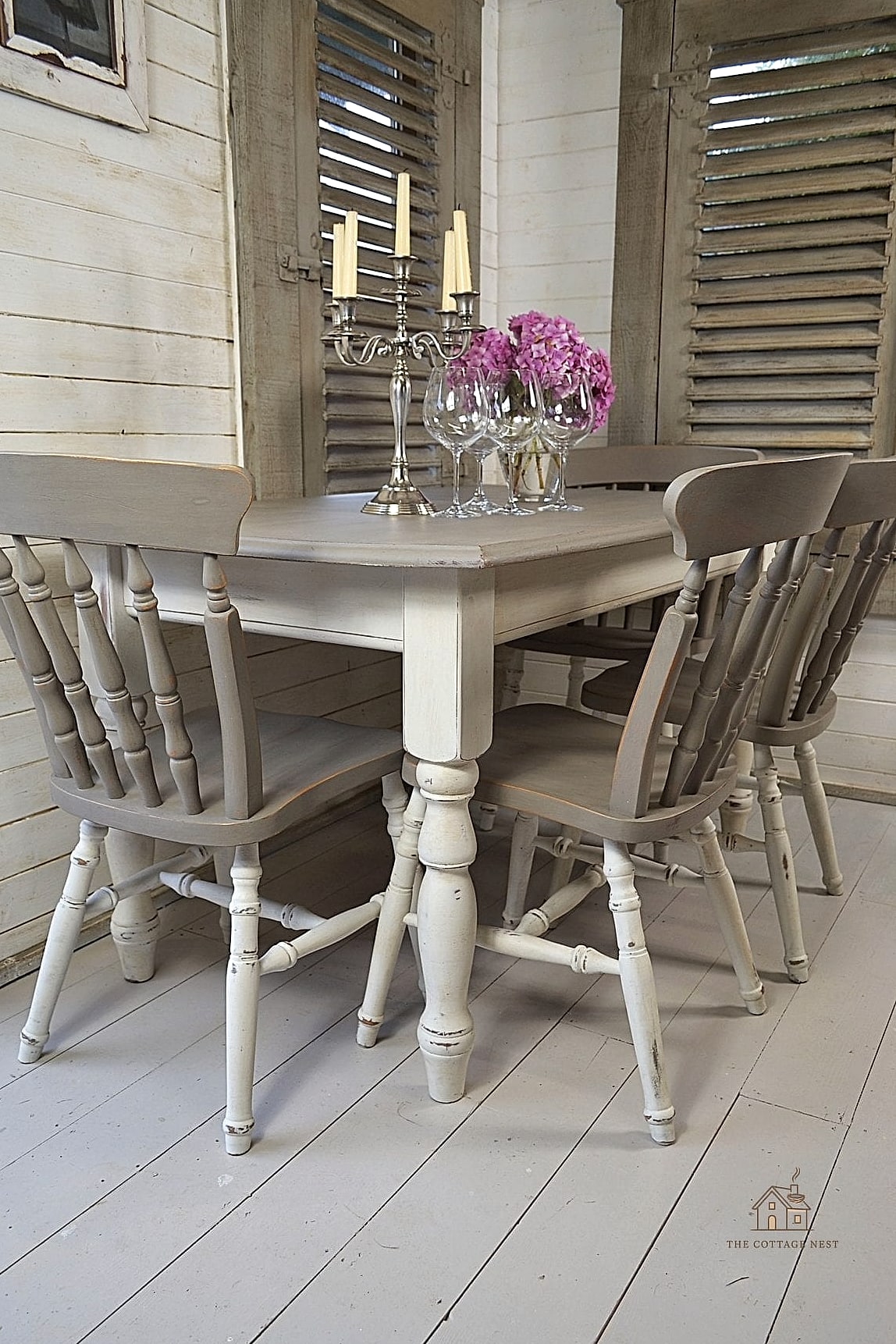 40 Clever Grey Dining Room Ideas for Every Style 19 Grey Painted Table with Natural Top