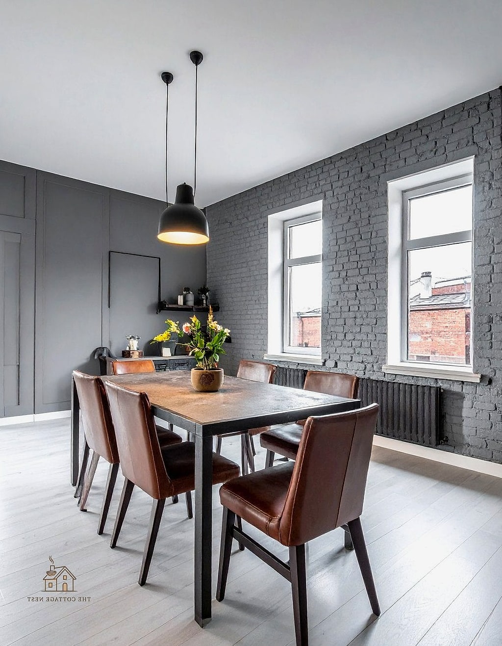 40 Clever Grey Dining Room Ideas for Every Style 31 Grey Painted Brick Fireplace Focal Point