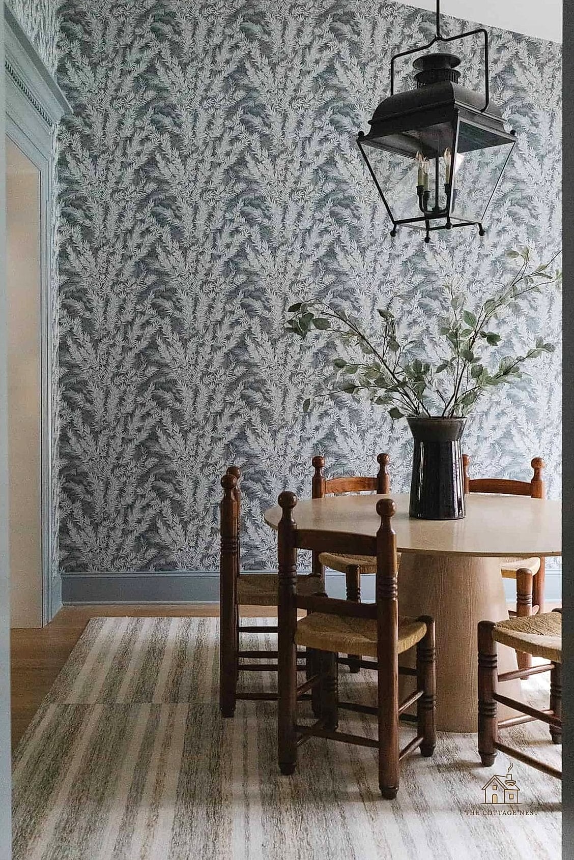 40 Clever Grey Dining Room Ideas for Every Style 34 Grey Wallpaper with Botanical Prints