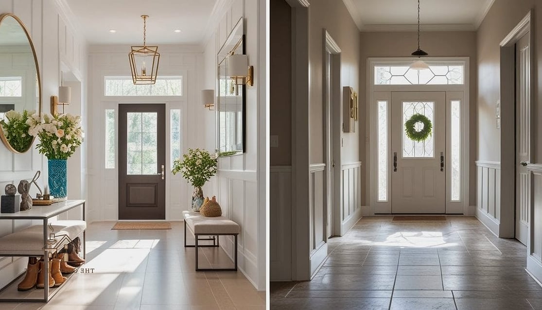 45 Stunning Small Entryway Ideas You'll Absolutely Love 14 A Half-Wall or Room Divider