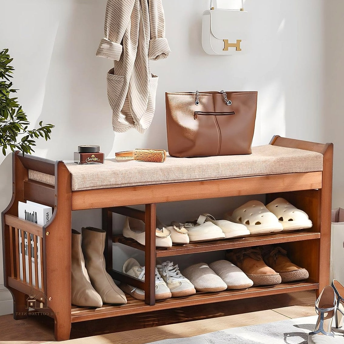 40 Amazing Small Entryway Shoe Storage Ideas on a Budget 20 Hallway Bench with Woven Basket Storage