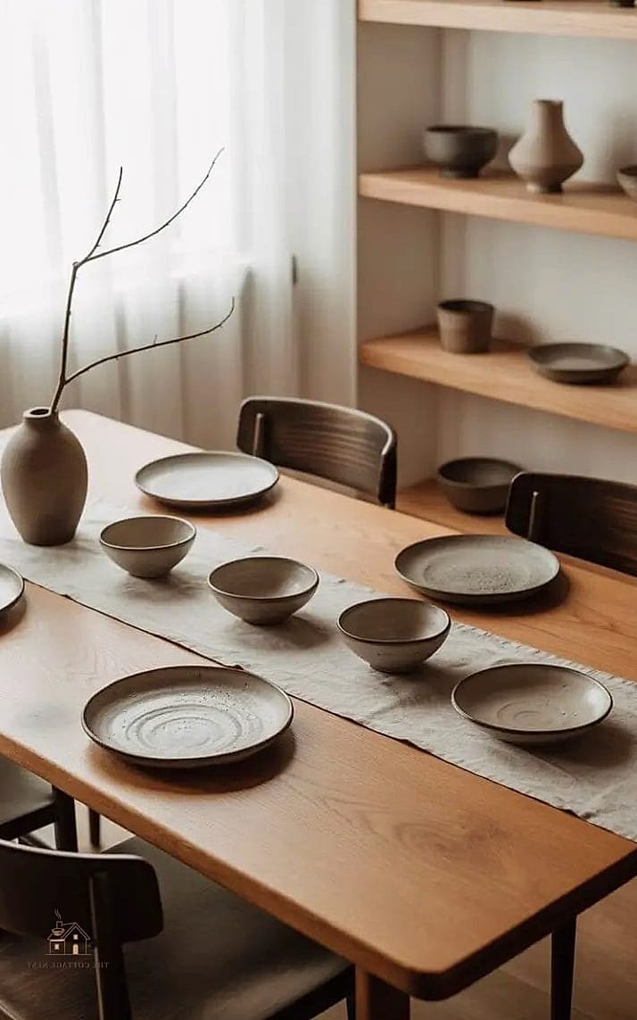 45 Gorgeous Japandi Dining Room Ideas That Are Totally Doable 4 Handmade Ceramic Dinnerware