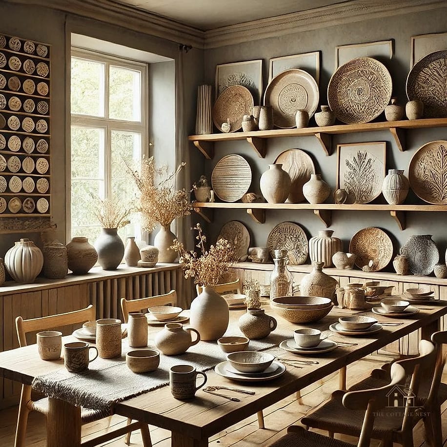 45 Gorgeous Japandi Dining Room Ideas That Are Totally Doable 31 Handmade Pottery Centerpiece Bowl